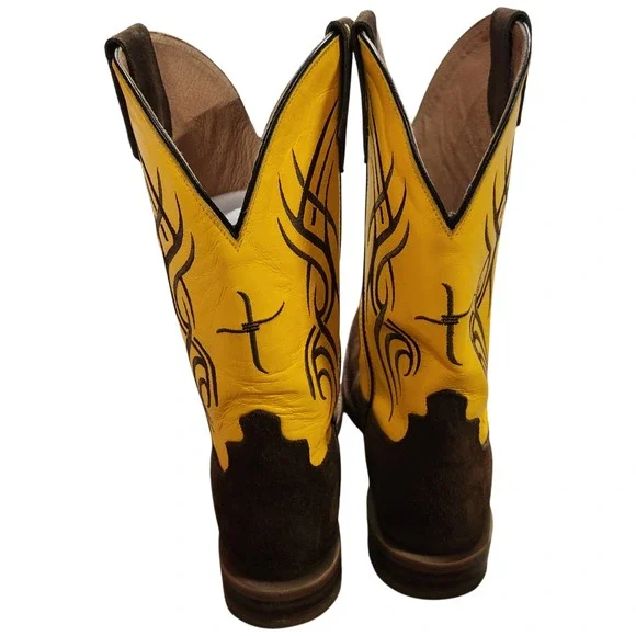 Twisted X Western Boots Men's‎ 9.5D Hooey Collection Yellow Leather Suede Cowboy